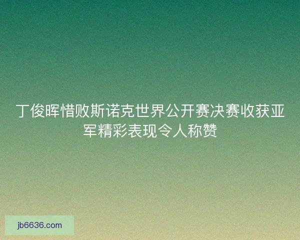 丁俊晖惜败斯诺克世界公开赛决赛收获亚军精彩表现令人称赞